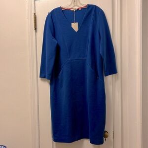 Boden Blue Sheath Dress with 3/4 Sleeves
